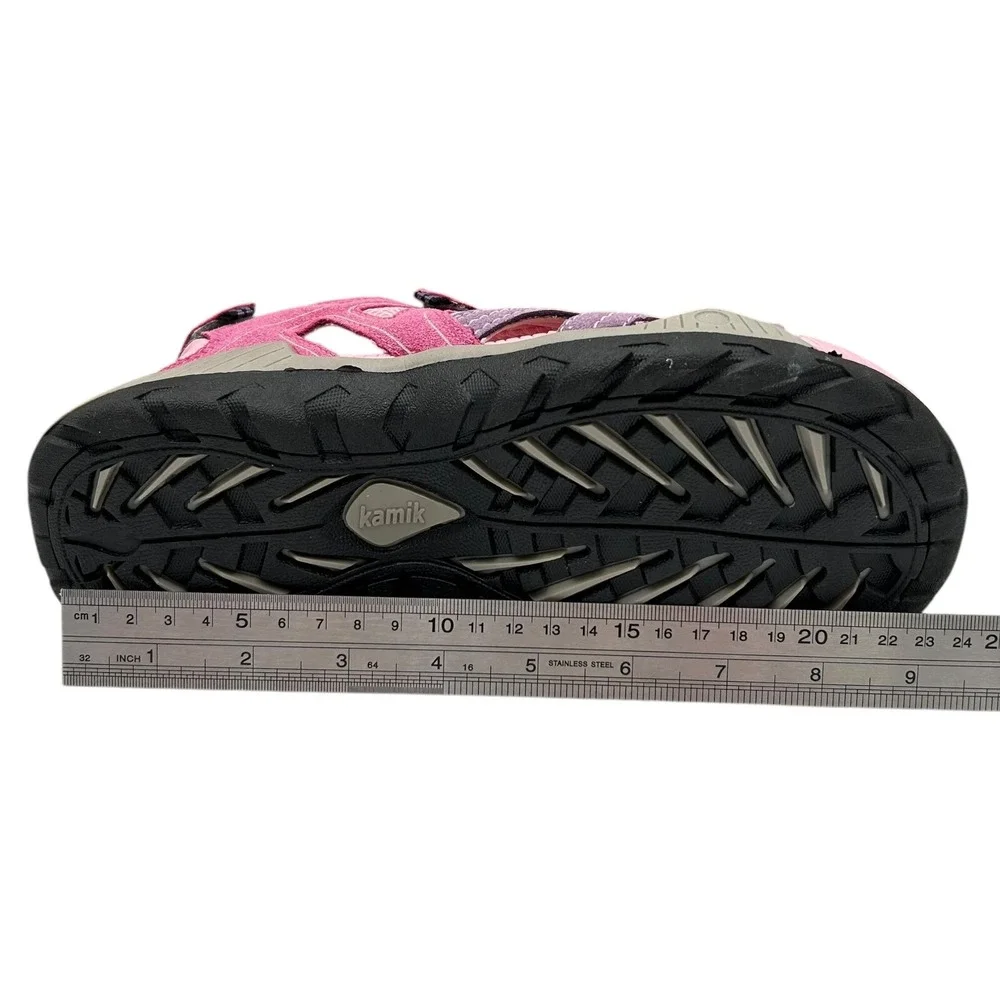 Kamik Youth Girls Suede Strappy Sandals Pink Lavender Size 6 Adjustable Straps